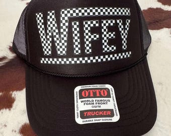 Trucker-Cap für Ehefrauen, Junggesellinnenabschieds-Cap, karierte Braut-Snapback-Cap