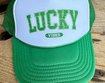 Cappello da camionista Lucky Vibes per il giorno di San Patrizio - Snapback regolabile, berretto verde a tema irlandese