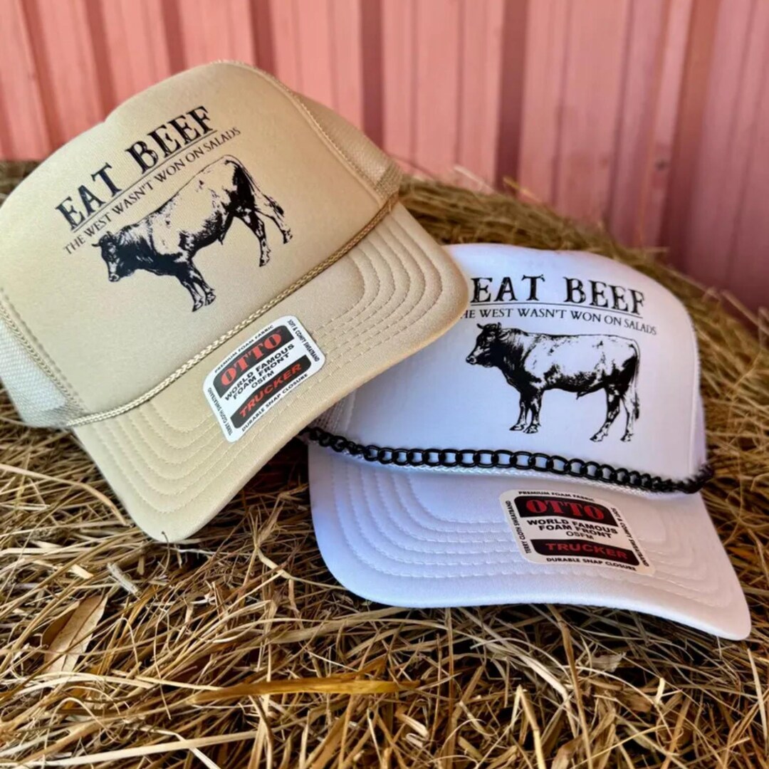 Cowgirl Livestock Trucker Hat With Chain – Eat Beef Western Mesh Cap - Etsy