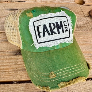 Farm Girl Hat for Women, Vintage Distressed Farm Baseball Cap