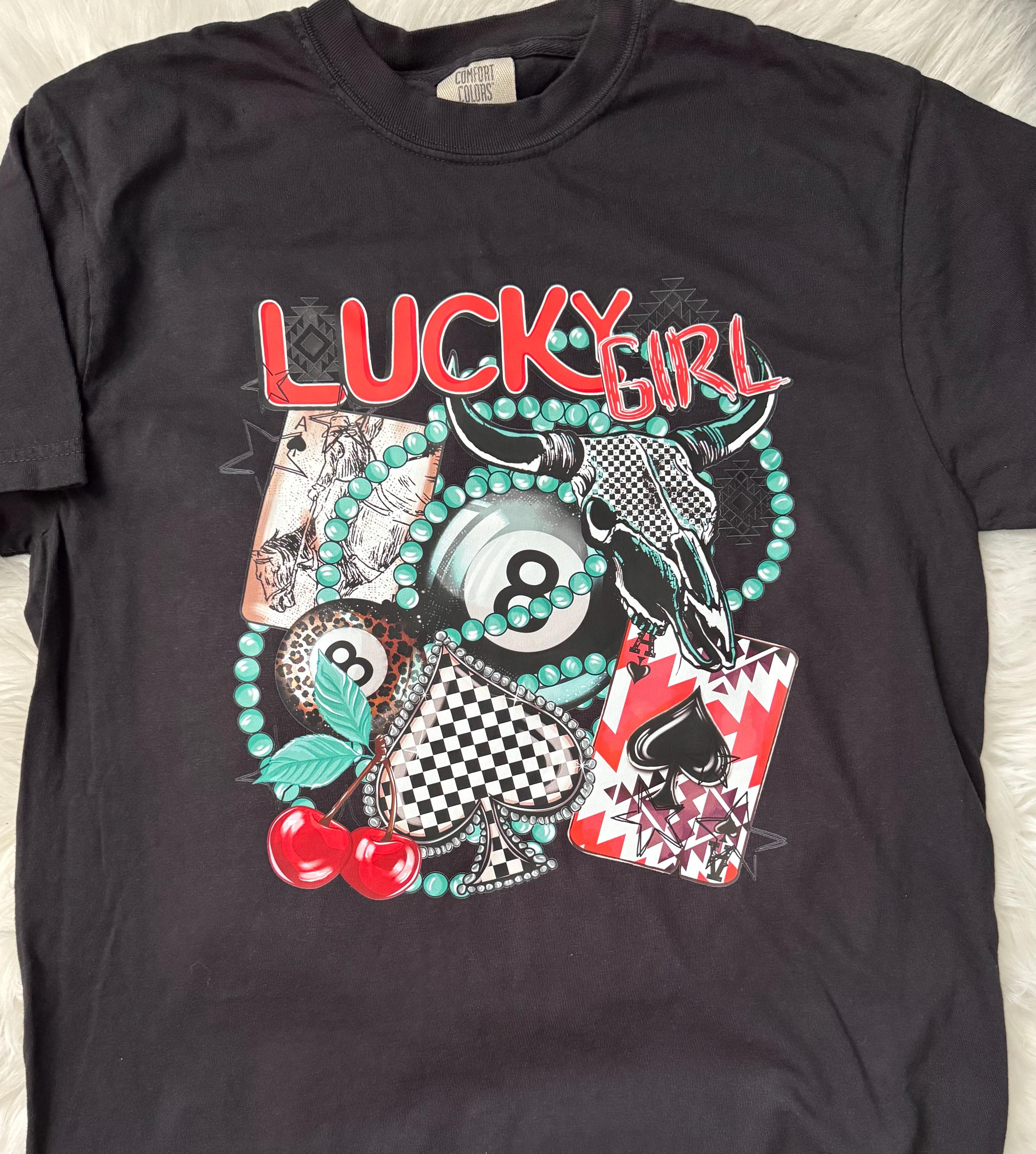 T-shirt Vintage Lucky Brand Graphique Flammes Fer à Cheval - Taille L, Coton