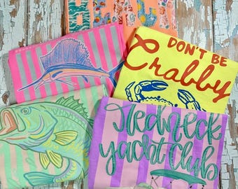 5er-Set Sommer-T-Shirts | Comfort Colors T-Shirts mit Küstenmotiven | Strand- und Angel-Shirts