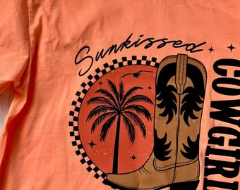 Sunkissed Cowgirl Grafik-T-Shirt – Western-Cowboy-Stiefel-Shirt – Comfort Colors Country-T-Shirt
