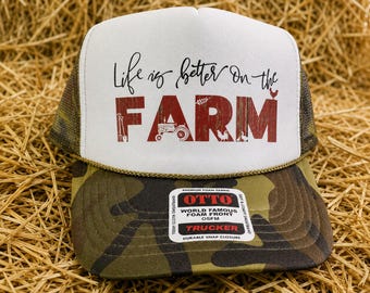 Trucker-Cap „Life Is Better on the Farm“, Tarnkappe für Farmmädchen, Snapback-Cap „Country Farm“