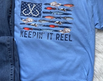 Men's Keepin’ It Reel Graphic Tee - Fishing Vibe Cotton T-shirt