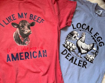 American Beef Shirt | Cattle Ranch Graphic Tee | Patriotic Cow Farm Shirt