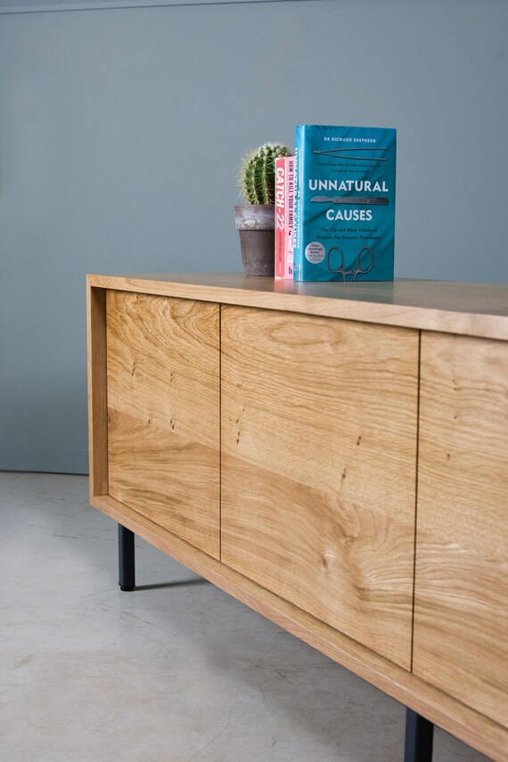Solid Oak TV Stand Oak Sideboard Oak Credenza Oak Media Unit KODA Etsy