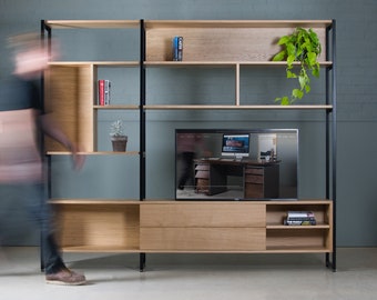 Storage Shelving | Media Centre | Oak Display Cabinet | KODA