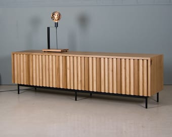 Fluted Oak Media Cabinet, Mid-Century Modern TV Stand, by KODA