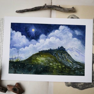 Land of the Horse Lords (in Moon Light) - Hand Embellished Fine Art Giclée Print