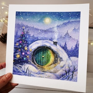 Under The Snow | 8x8 Fine Art Print | Magical art, gold details, hand embellished, Fantasy art