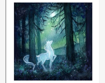 The Last Unicorn | 8x8 Fine Art Print | Magical Art, Gold