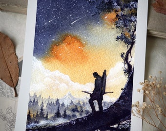 The Night Guardian - Hand Embellished Fine Art Print