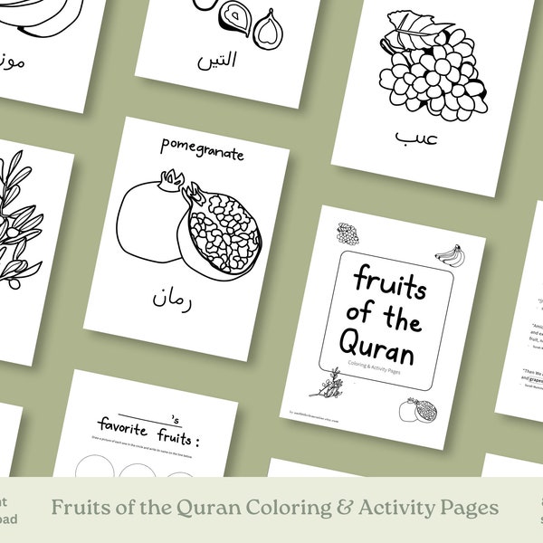 Fruits of the Quran Educational Unit Coloring & Activity Pages for Muslim Learning Islam Homeschooling