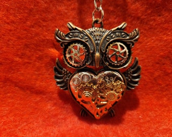 Steam punk style owl  keychain