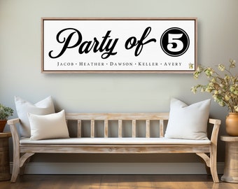 Party Of Family Sign Personalized Family Number Sign Living Room Wall Decor Party Of 5 Sign Party Of 4 Sign Party of 6 Sign Party Of 7 Sign