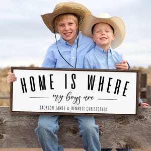 Home Is Where My Boys Are Sign: Custom Family Name Wall Decor