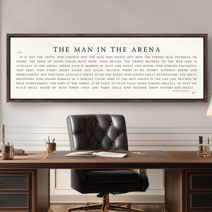 The Man In The Arena Sign, Inspirational Quote Wall Art, Office Wall Decor, Motivational Print