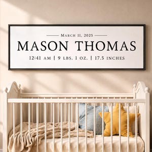 Personalized Baby Name Sign, Nursery Birth Stats Wall Art, Custom Baby Newborn Decor