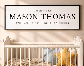 Personalized Baby Name Sign, Nursery Birth Stats Wall Art, Custom Baby Newborn Decor