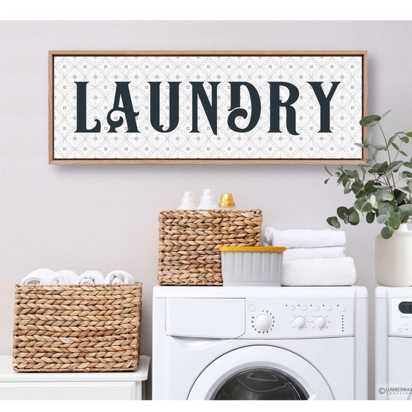 Retro Laundry Sign Wood Framed Laundry Room Sign For Above The Washer Vintage Style Laundry Wall Decor Mudroom Wall Art Mid Century Modern