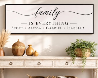 Family Is Everything Sign, Personalized Family Name Signs, Custom Entryway Wall Decor