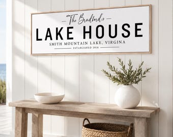Personalized Lake House Sign, Custom Family Lake Home Decor, Mountain Cabin Wall Art