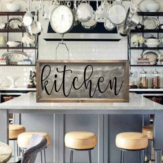 Metal Kitchen Sign Farmhouse Kitchen Sign Wood Framed Etsy