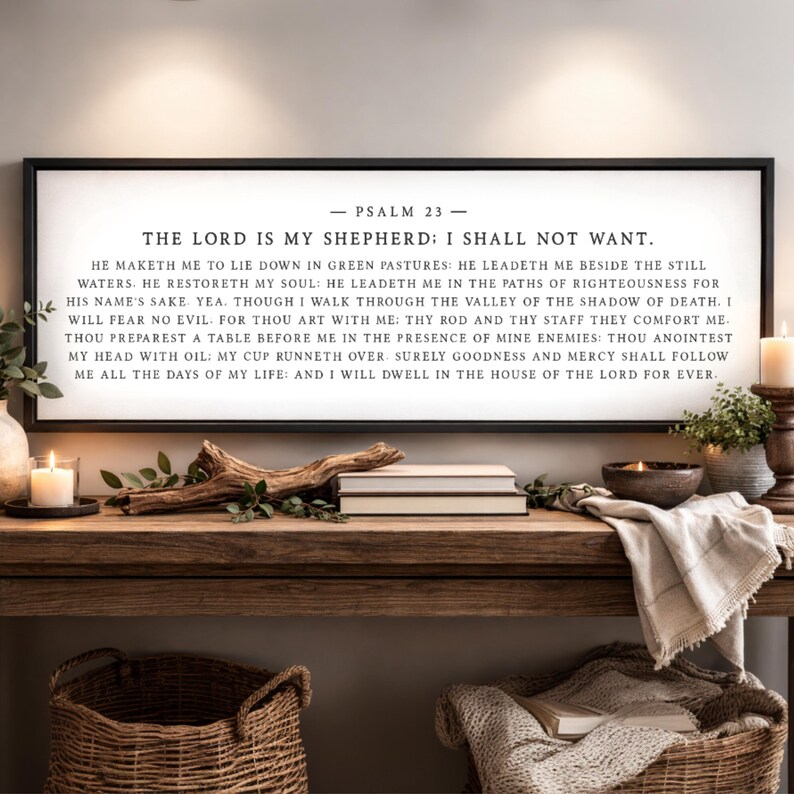 The Lord is My Shepherd Sign, Psalm 23 KJV Scripture Wall Art ...