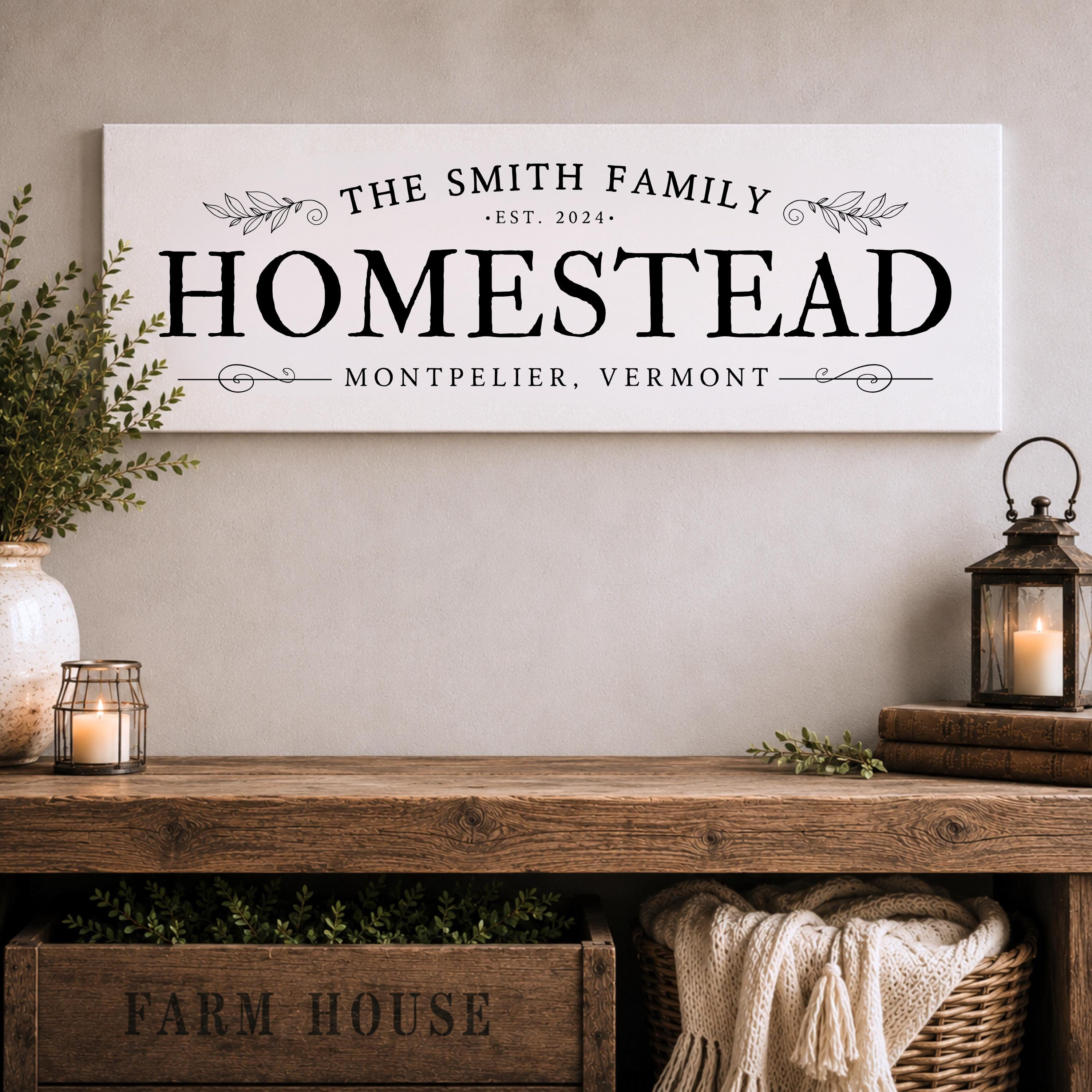 Homestead Sign Design Personalized Homestead Sign, Custom Family Name Wall Art, Rustic ...