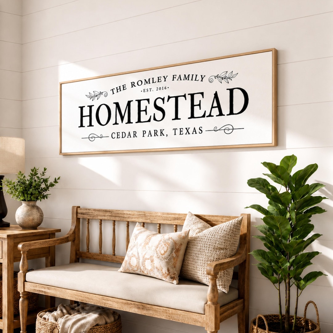 Homestead Sign Design Personalized Homestead Sign, Custom Family Name Wall Art, Rustic ...