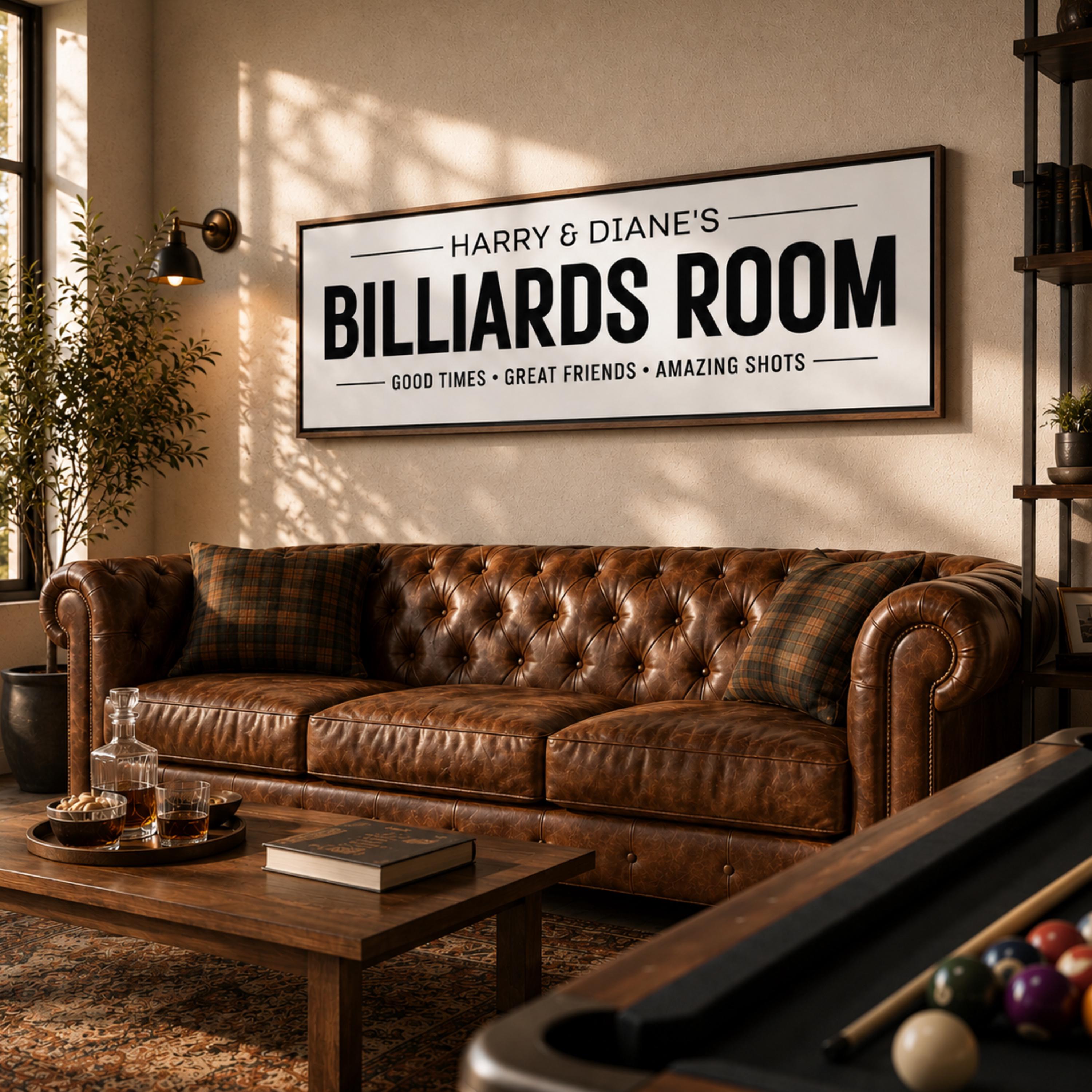 Personalized Billiards Room Sign, Custom Pool Table Wall Decor, Man ...