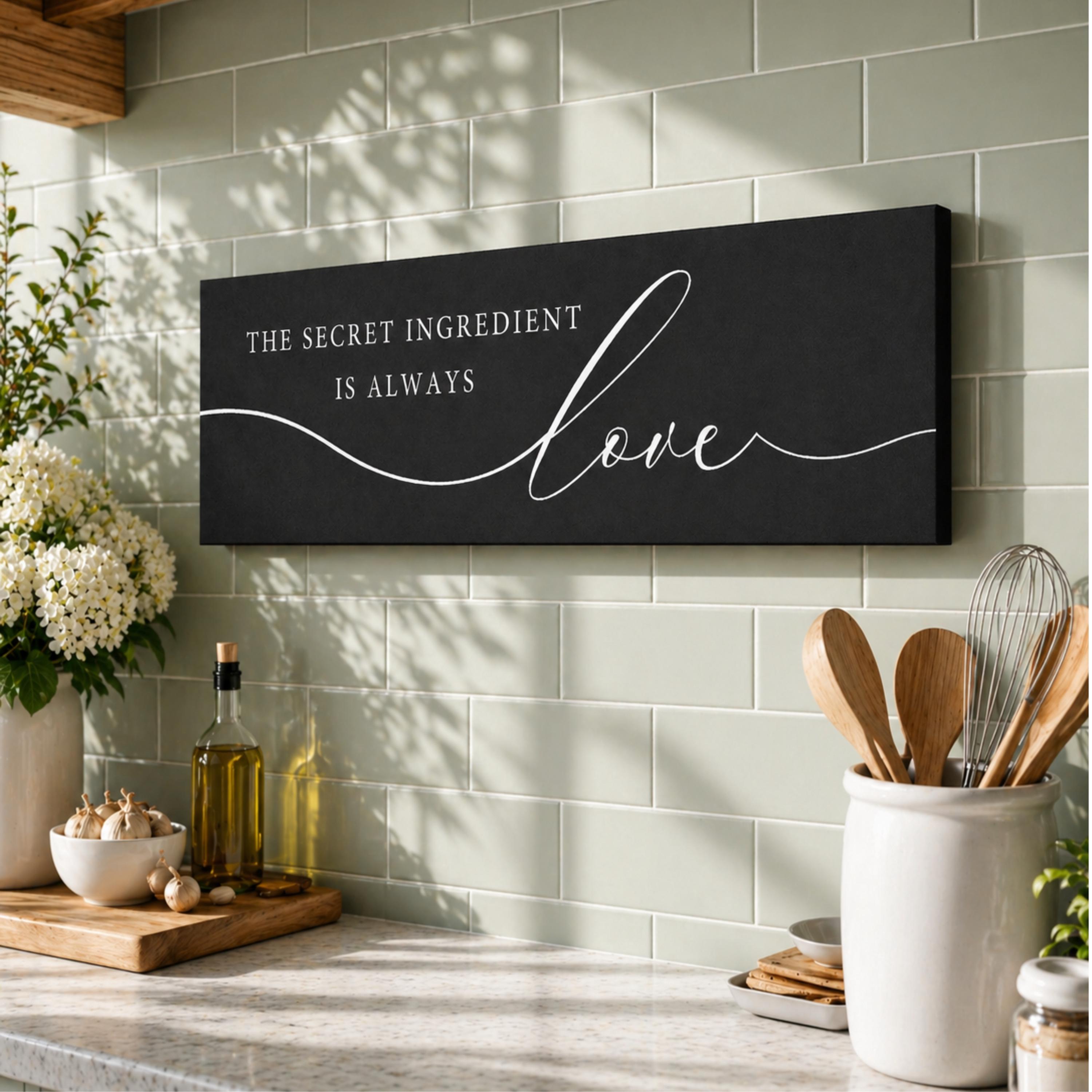 The Secret Ingredient is Always Love Sign, Modern Kitchen Wall Decor ...