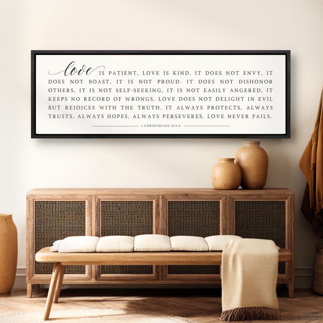 Love is Patient Sign, 1 Corinthians 13 Bible Verse Print, Christian ...