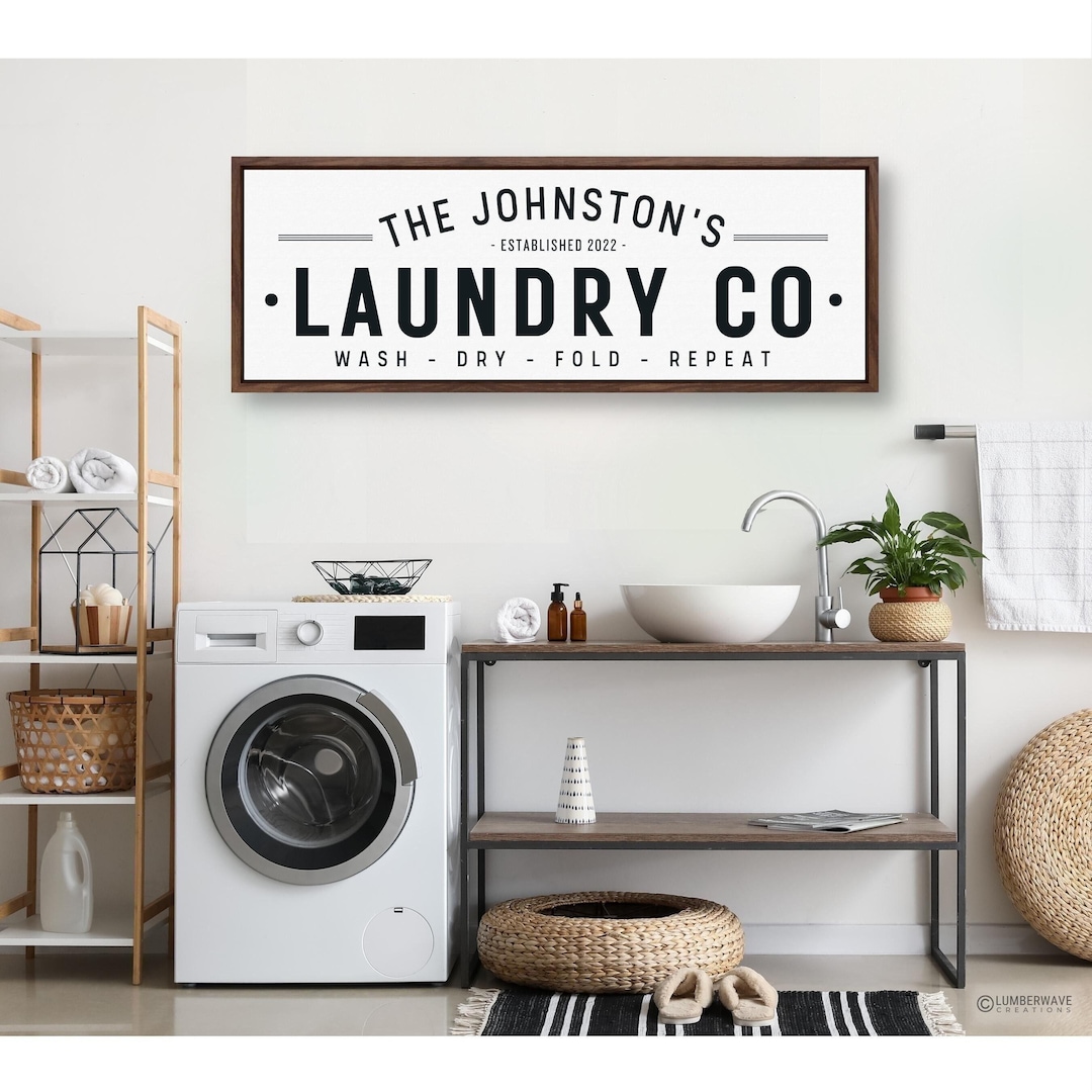 Personalized Laundry Room Sign: Farmhouse Wood Framed Wall Decor - Etsy