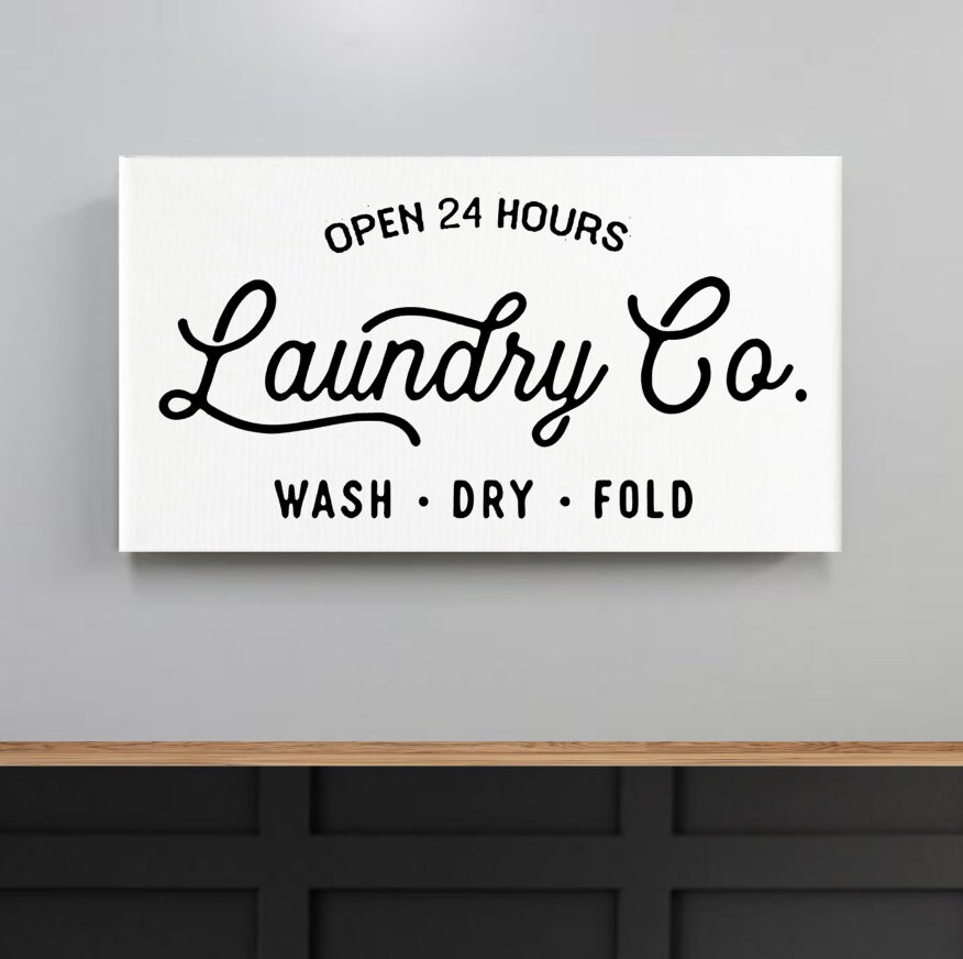 Laundry Co Sign Wash Dry and Fold Sign Laundry Room Wall | Etsy