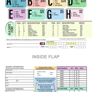 Picture Day Order Form, Pre-pay Fall School Portrait Order Form, School ...
