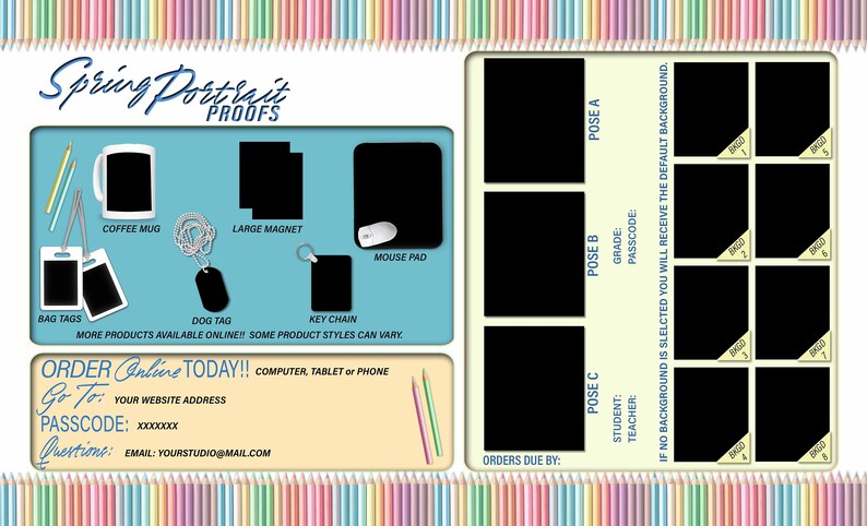 Picture Day Order Form Spring Portrait Order Form School Photography Picture Day Order Form Spring Portrait Order Form School Photography