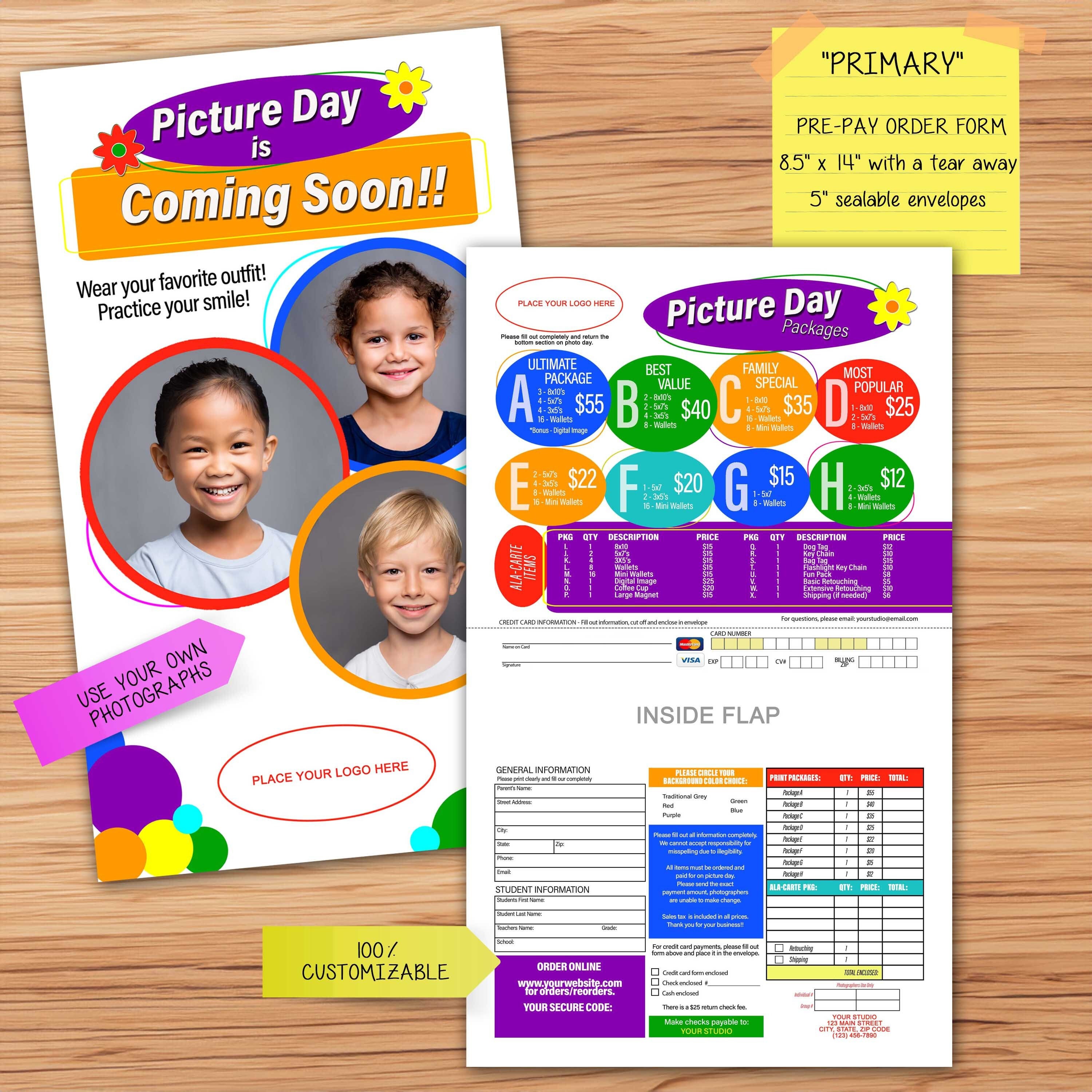 Picture Day Order Form, Pre-pay Fall School Portrait Order Form, School ...
