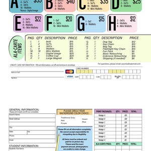 Picture Day Order Form, Pre-pay Fall School Portrait Order Form, School ...