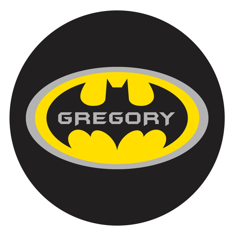 Yellow Custom Plate PERSONALIZED BATMAN PLATE Black Melamine Plate or Bowl and Gray