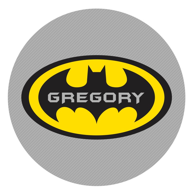 Yellow Custom Plate PERSONALIZED BATMAN PLATE Black Melamine Plate or Bowl and Gray