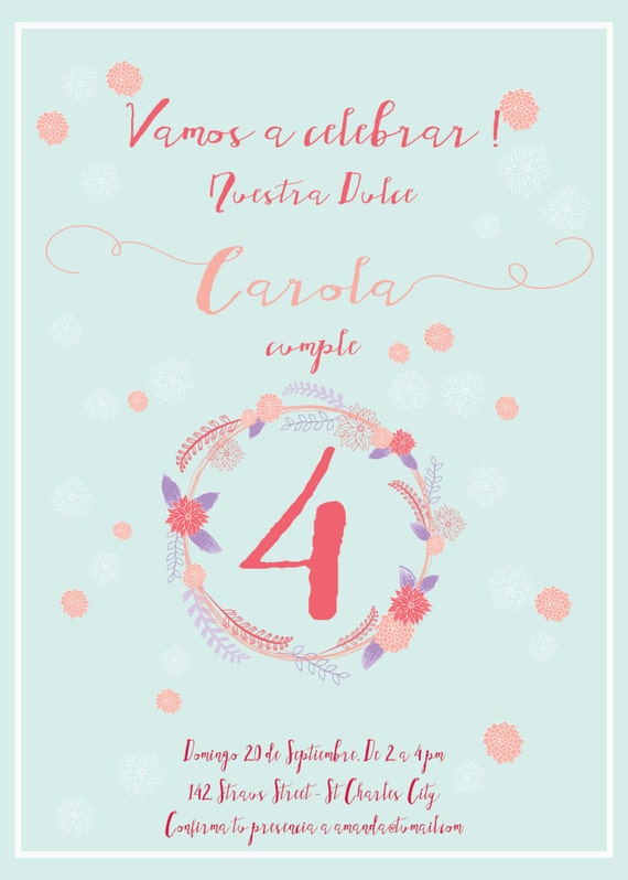 Inviti Con Gli Inviti Fiori Dulce Carola 4 In Carte Di Etsy