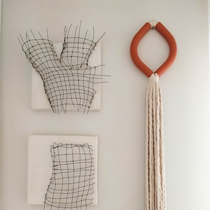 Large faux ceramic tassel, decorative long wall hanging tassel, modern minimalistic terra cotta wall sculpture, fibre art object, home gifts