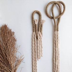 Large macrame decorative knots, modern wall hanging art, minimalist soft wall sculpture, fibre art object, unique artisan,  set of 2