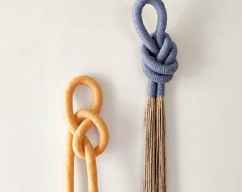 Modern Fiber Art Wall Hanging Set - Minimalist  Knot Tapestry - Japandi Decor - Soft Textile Sculpture