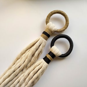 Door knob tassel, wall hanging tassel, boho wall art, door ornament, eclectic decorative fiber art object, modern minimalist gift for home