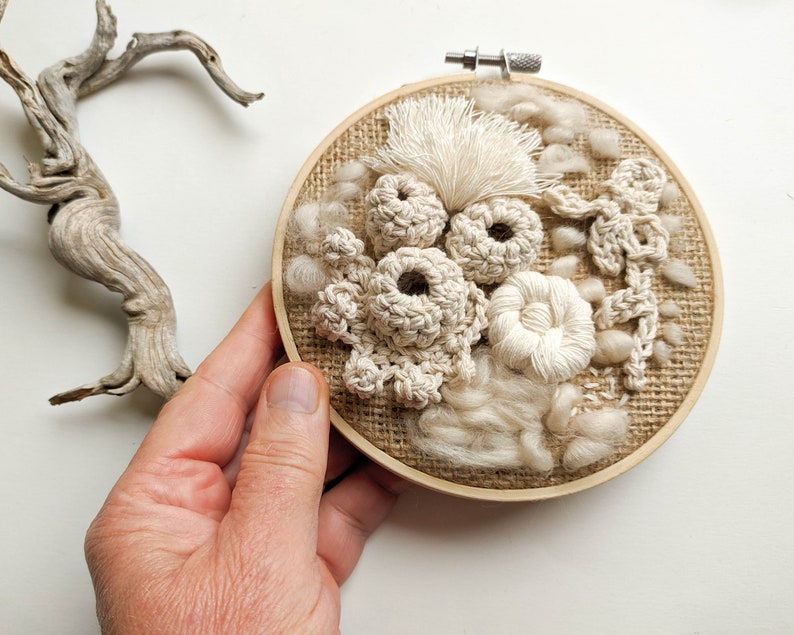 Embroidery hoop tapestry tutorial PDF video coral reef wall Etsy