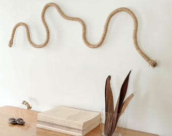The Wave: Horizontal Rope Sculpture, Large Fiber Art Installation,  Modern Zen Home Decor