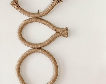 Abstract rope art, organic minimalist wall decor, interior sculptural fiber art, design accent